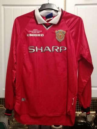 1999 Manchester United Football Shirt Long Sleeved Champions League Ultra Rare