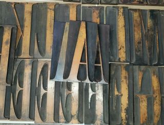 Rare Big Bodini Letterpress Wood Type Woodtype 68 Pc.  - 6 5/16 Inch High