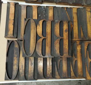 Rare Big Bodini Letterpress wood type Woodtype 68 Pc.  - 6 5/16 inch High 3