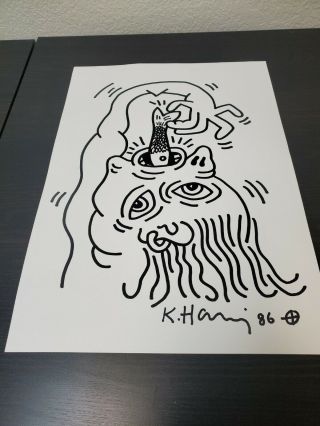 1986 Keith Haring Rare Hand Drawn And Signed Art
