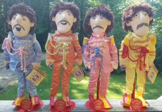 Rare Set Of 4 Beatles Sgt.  Peppers Lonely Hearts Applause 22” Doll Plush 1988