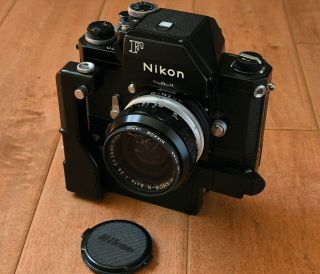 Rare Nikon F Ftn Slr Camera 24mm Nikkor F/2.  8 W F36 Motor,  Battery Pack Black