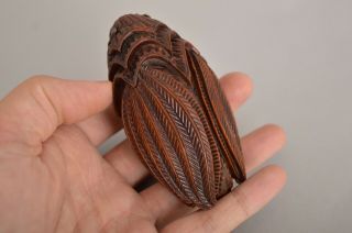 Antique Rare 19th Cent Coquilla Nut Snuff Box Carved Bird Unusual French Treen