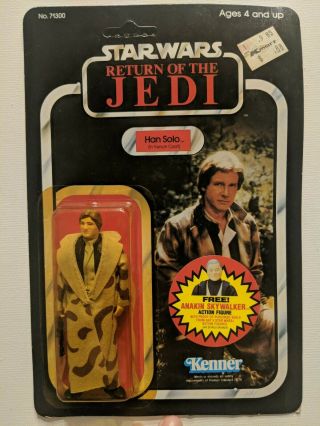 1983 Kenner Star Wars Rotj 77 Back Han Solo In Trench Coat Action Figure Moc