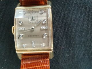 Very Rare 14 Ct Gold Art Deco Longines Drivers Watch Diamond Indices On Dial