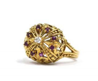 Vintage Rare Igor Carl Faberge Ruby Diamond Ring Franklin 18k Gold W/ Box