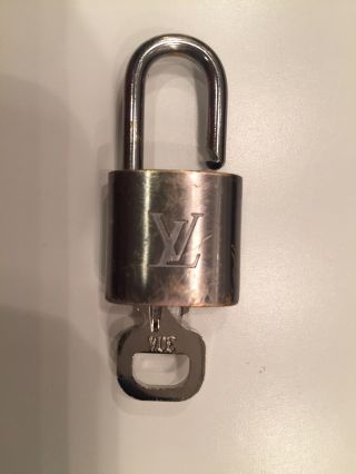 Authentic Louis Vuitton Lv Logo Rare Padlock With One Key Metal - Tone France