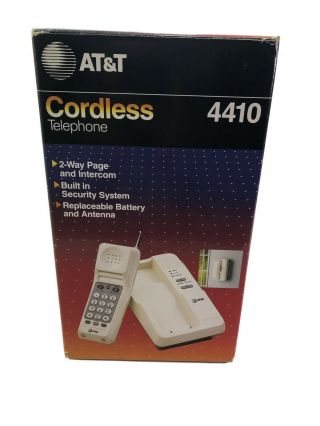 Rare Vintage White At&t 1988 Cordless Telephone 4410 -