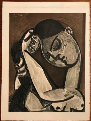Picasso Rare Lithographie Originale 1975 Femme Se Coiffant Lithograph Mourlot