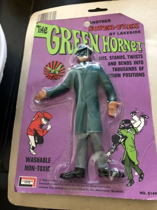Vintage Abc Tv Show The Green Hornet Flex Figure By Lakeside Carded Rare