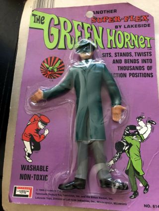 VINTAGE ABC TV SHOW THE GREEN HORNET FLEX FIGURE BY LAKESIDE CARDED RARE 2