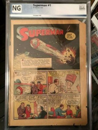 Superman 1 Ng Unrestored Very Rare Origin Page 1 Deposit Only