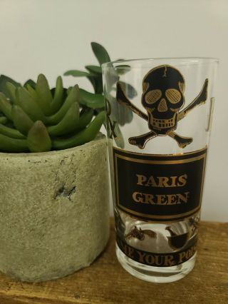 Rare Vintage Georges Briard Paris Green " Name Your Poison " Cocktail Glass Mcm