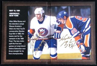 2015 - 16 Sp Authentic Dual Auto Booklet Ab2 - Gb Wayne Gretzky & Mike Bossy Sp Rare