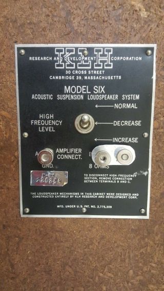 VINTAGE KLH MODELSIX (VERY RARE 100 PERFECT SOUND SOLID WOOD) 3