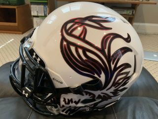 South Carolina Gamecocks Game 2015 Tail Feather White Football Helmet Rare 2
