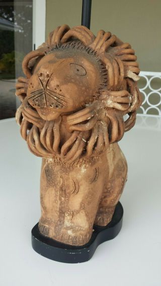 Aldo Londi For Bitossi Italy Modernist Lion Terracotta Pottery Lamp Vintage Rare