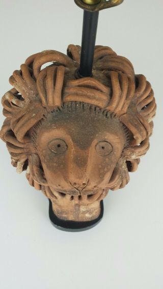 Aldo Londi for Bitossi Italy modernist Lion terracotta pottery lamp vintage rare 3