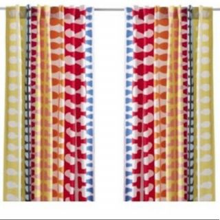 Ikea Hedda Curtain Pair Mid - Century Pattern Like Orla Kiely - - Rare/htf - 98”