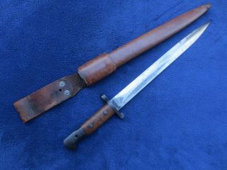 Very Rare British M1903 Matching Numbers Bayonet And Leather Scabbard