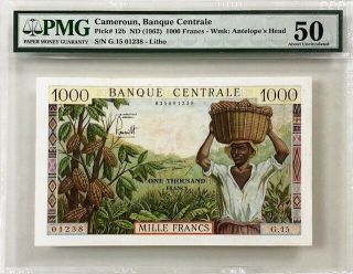 Cameroun 1000 Francs 1962 P12b Pmg50 Aunc / Very Rare