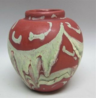 Very Rare Weller " Hudson " Red Drip Art Pottery Vase C.  1920 American Antique
