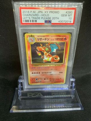 Pokemon Psa 10 Gem 20th Charizard Japanese Promo Card 280/xy - P