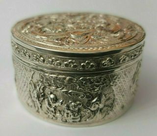 Large Antique 19th c Chinese sterling silver Figural box case - RARE 2