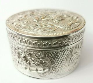 Large Antique 19th c Chinese sterling silver Figural box case - RARE 3