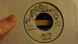 Joe & Ann - Mr.  Blues/ Will You - Ace 618 Promo - Ex,  Rare R&b 45