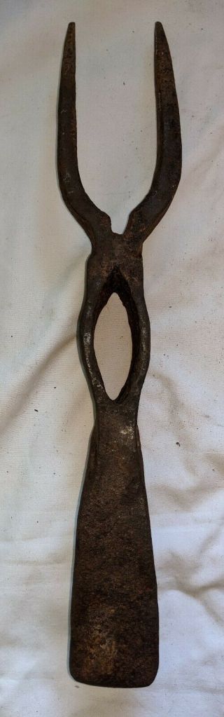 Rare Antique Vintage Small Forked Pick Axe / Grub Hoe Head Miner 