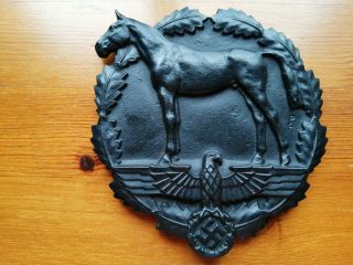 Ww2 German Army Cast Iron Horse Plaque.  Rare Item