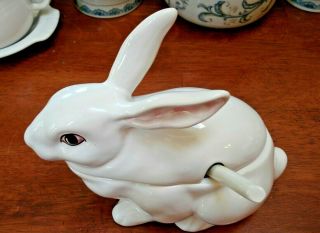 Rare Vintage Bordallo Pinheiro Ceramic Bunny/rabbit Jam Jar Made In Portugal