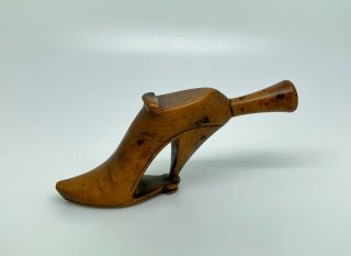 Rare & Fine Antique 18th Century Carved Boxwood Platform Shoe Pipe Tamper