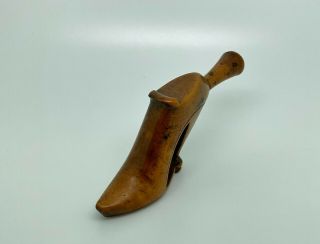 Rare & Fine Antique 18th Century Carved Boxwood Platform Shoe Pipe Tamper 3