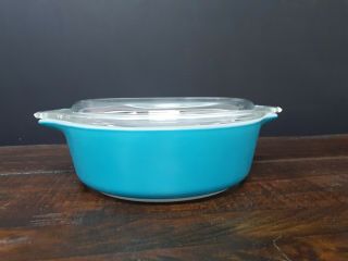 Rare Pyrex Blue Horizon Casserole With Lid Turquoise 471 - 1 Pint Ovenware Usa Vtg