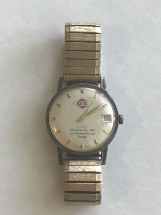 Vintage Dx Gas & Oil Advertising Swiss Made 17 Jewel Mens Watch Rare??