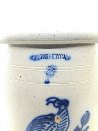 Rare Whites Utica 3 Gallon Stoneware Crock Blue Bird Glaze 3