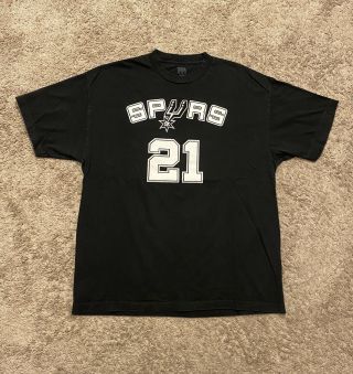 Nba San Antonio Spurs Tim Duncan Black T - Shirt Jersey Back Mens Xl Rare Vintage