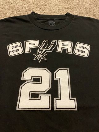 NBA San Antonio Spurs Tim Duncan Black T - Shirt Jersey Back Mens XL Rare Vintage 2