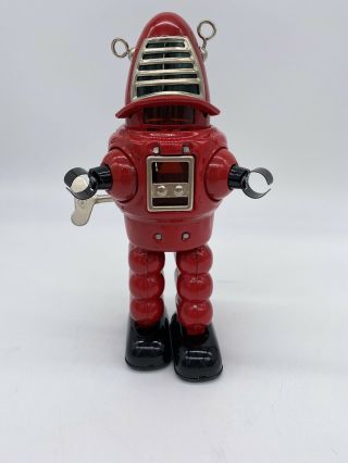 Robot Red Tin Toy Windup Robby The Robot.  Rare Collectible