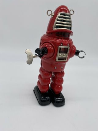 Robot Red Tin Toy Windup Robby the Robot.  Rare Collectible 2