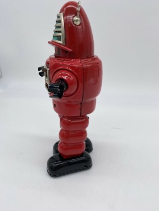 Robot Red Tin Toy Windup Robby the Robot.  Rare Collectible 3