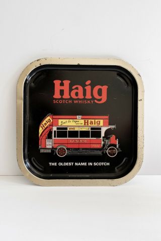 Very Rare Haig Scotch Whiskey Vintage Tin Tray Black & Red Made In England