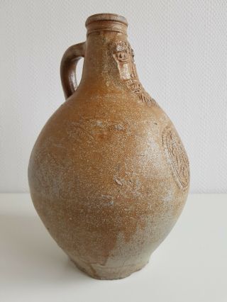 Antique rare Bellarmine jug Bartmann 17th century German stoneware 2