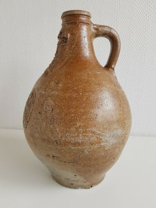 Antique rare Bellarmine jug Bartmann 17th century German stoneware 3