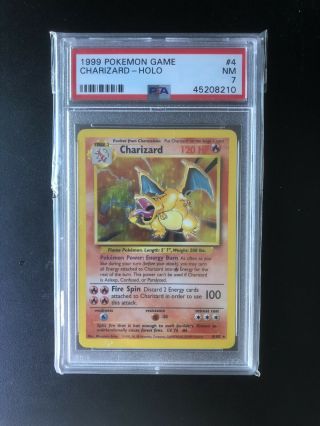 1999 Pokémon Base Set Charizard Holo 4/102 Psa 7 Near - Rare Pokemon