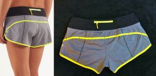 Rare Lululemon 6 Run Speed Shorts 2 - Way Twisted Stripe Fossil Coal Yellow Black