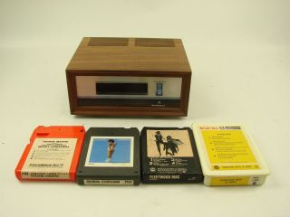 Vtg Rare Motorola 8 Track Stereo Player Deck Model Cp7cw Woodgrain W/ 4 Tapes