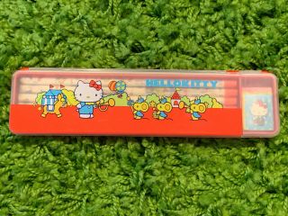 Rare Vintage 1976 Sanrio Hello Kitty Pencil And Eraser Set Case Japan